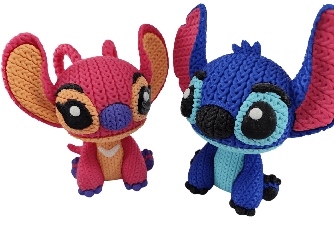 Figura Decorativa Stitch & Angel Efecto Crochet